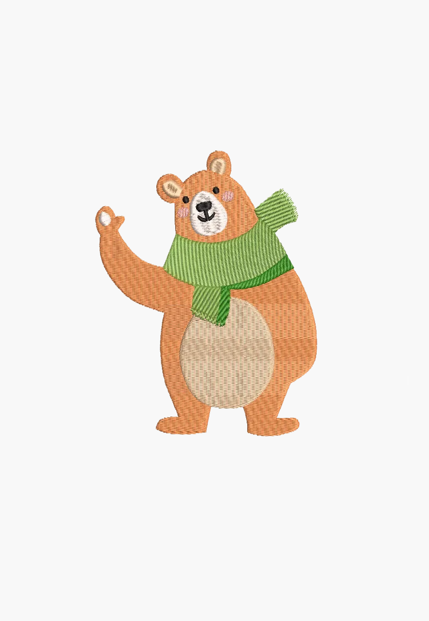 HELLO BEAR – Machine Embroidery Design – Instant Download