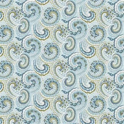 French Roses Sky Paisley Fabric Yardage
